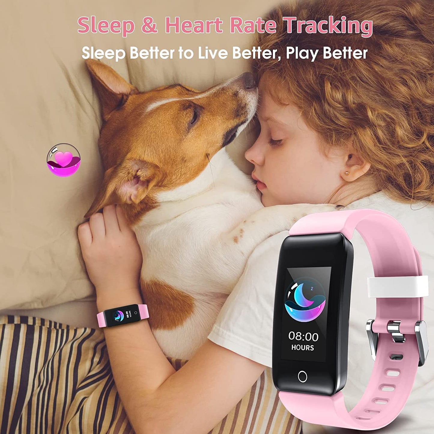 Kids Fitness Tracker for Girls Boys Teens 6+, Kids Step Counter Watch, Heart Rate Sleep Tracker, IP68 Waterproof Kids Activity Tracker Watch with Calorie Counter, Gifts for Girls Boys