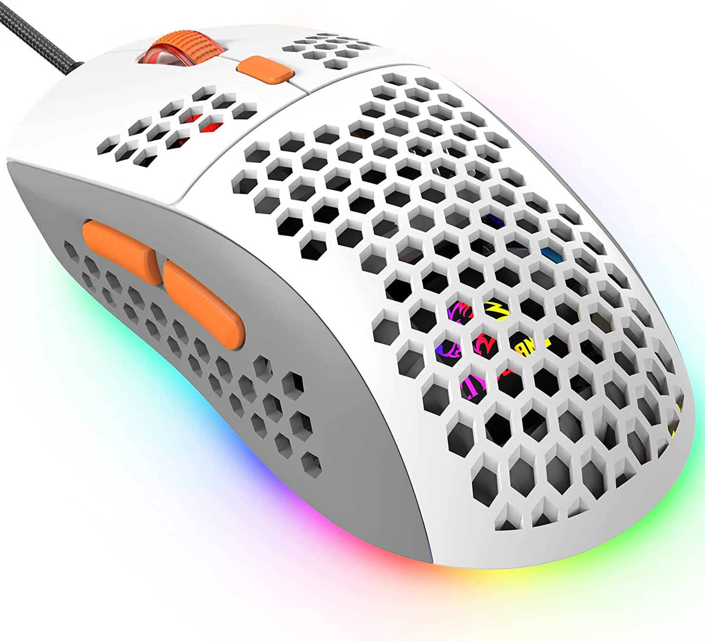 Wired Gaming Mouse LED Light USB Mouse with Honeycomb Shell 6400 DPI Gaming  Mice