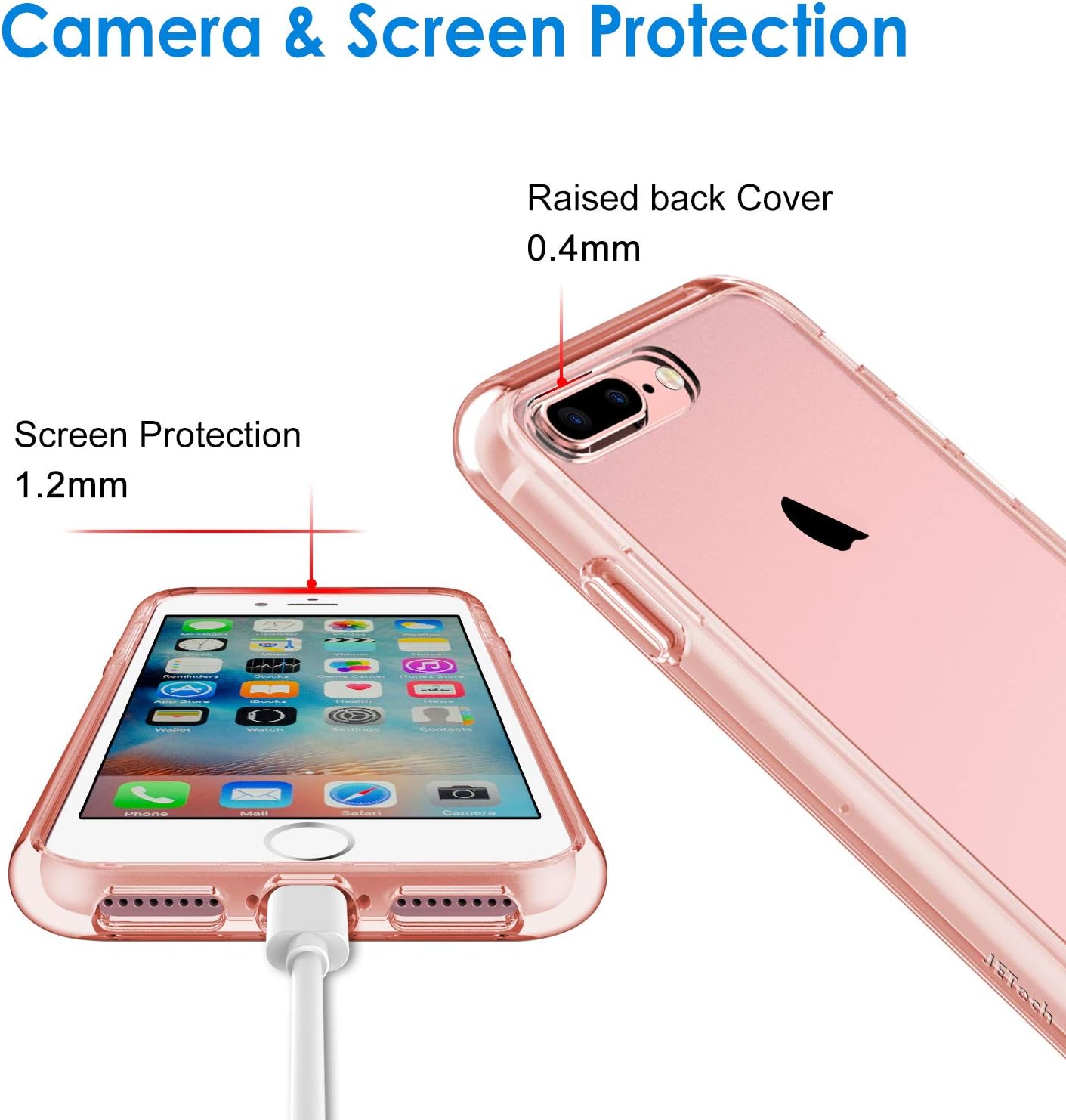 JETech Case for iPhone 8 Plus and iPhone 7 Plus, Shock-Absorption Bumper Cover (Rose Gold)