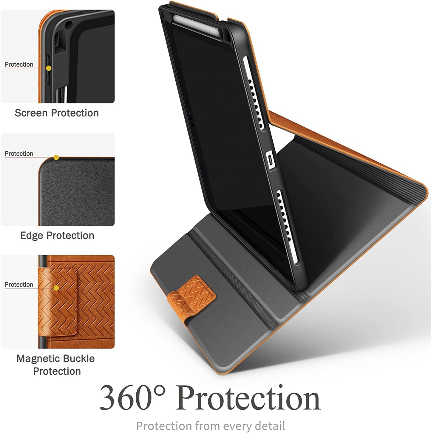 AUAUA Case for iPad Pro 11 inch 2022 4th Generation, 3rd/2nd/1st Gen Stand Cover with Pencil Holder, Auto Sleep/Wake Shockproof Smart Cover, PU Leather