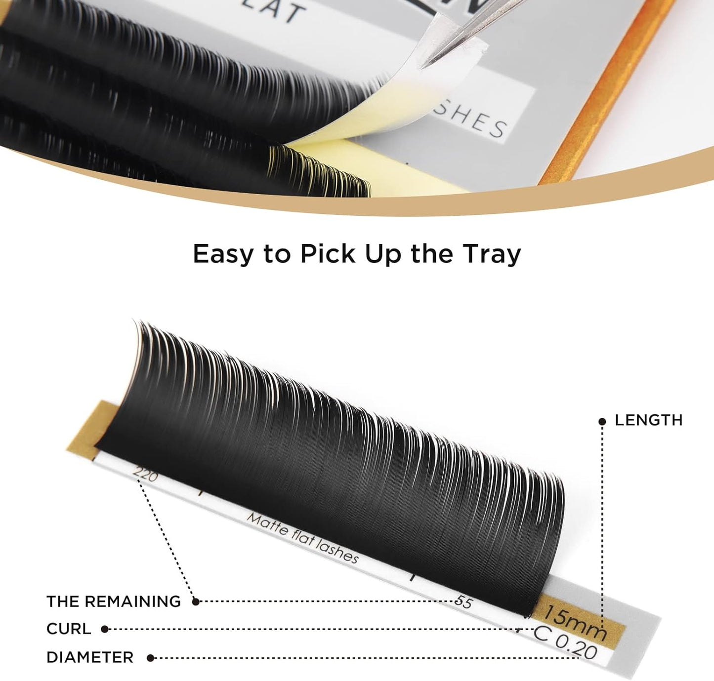 LASHVIEW Eyelash Extensions, Black, Individual Lashes,0.15mm D Curl, SUPER MATTE, Ellipse Flat Eyelash Extension Mixed Tray, Semi-permanent Extremely, Soft Application-Friendly