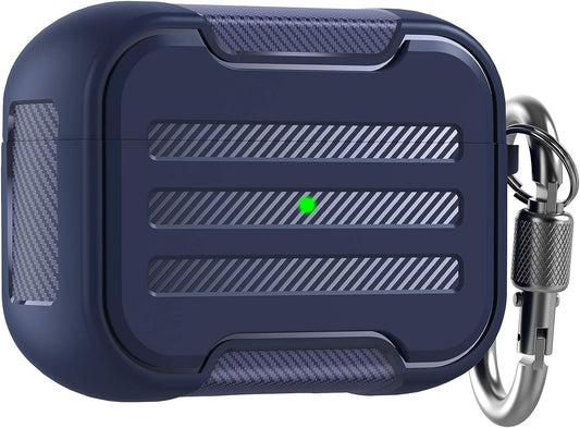 AHASTYLE AirPods Pro Case Cover Rugged Hard-shell Protective Case Cover Accessories Shockproof Compatible with Apple Airpods Pro 2019 Charging Case (Deep Blue)
