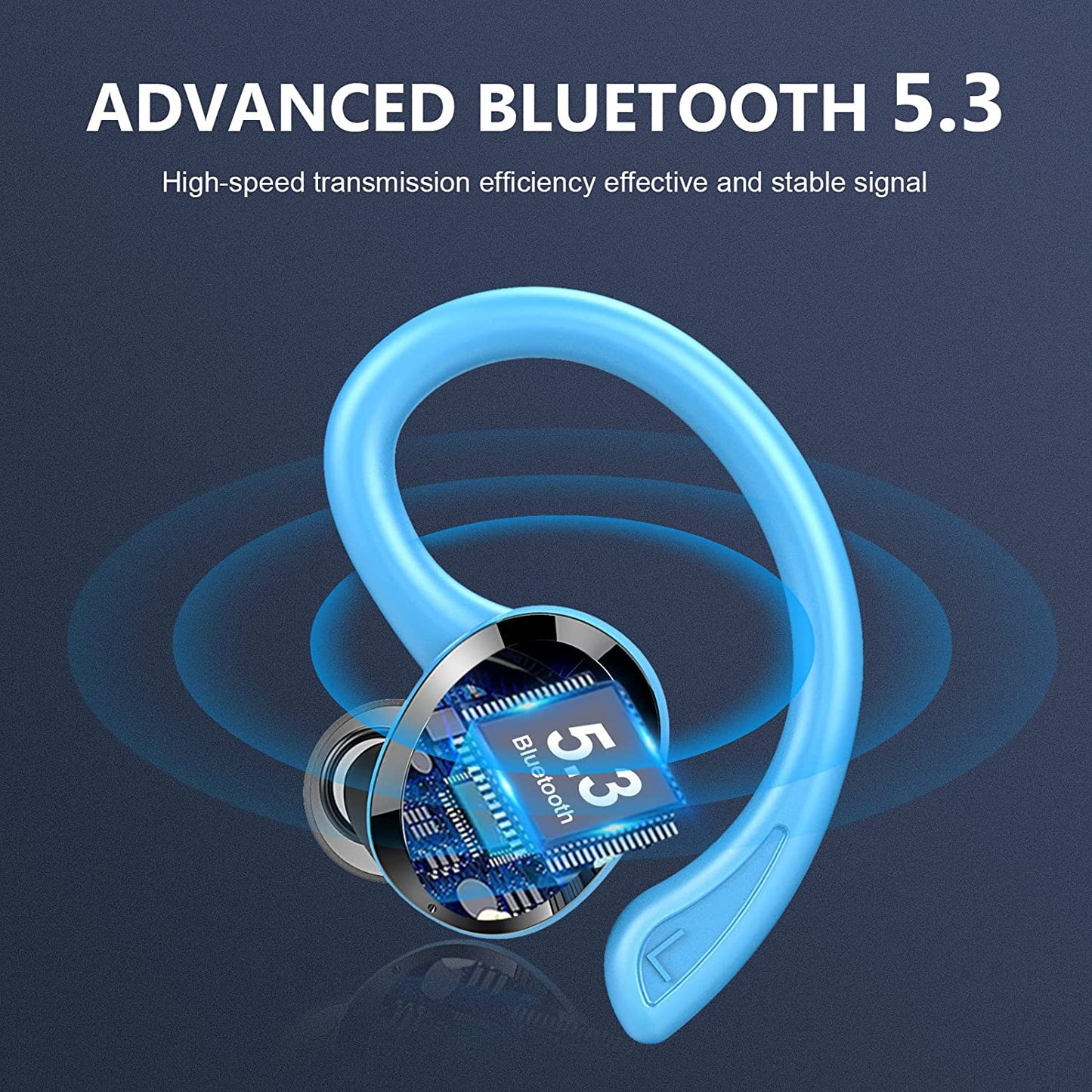 Dascert Wireless Earbud Bluetooth 5.3 Running Headphones with Mic Dual LED Display, 48H Wireless Headphones Stereo Sound Noise Cancelling Earbud, IP7 Waterproof Sports Wireless Earphones