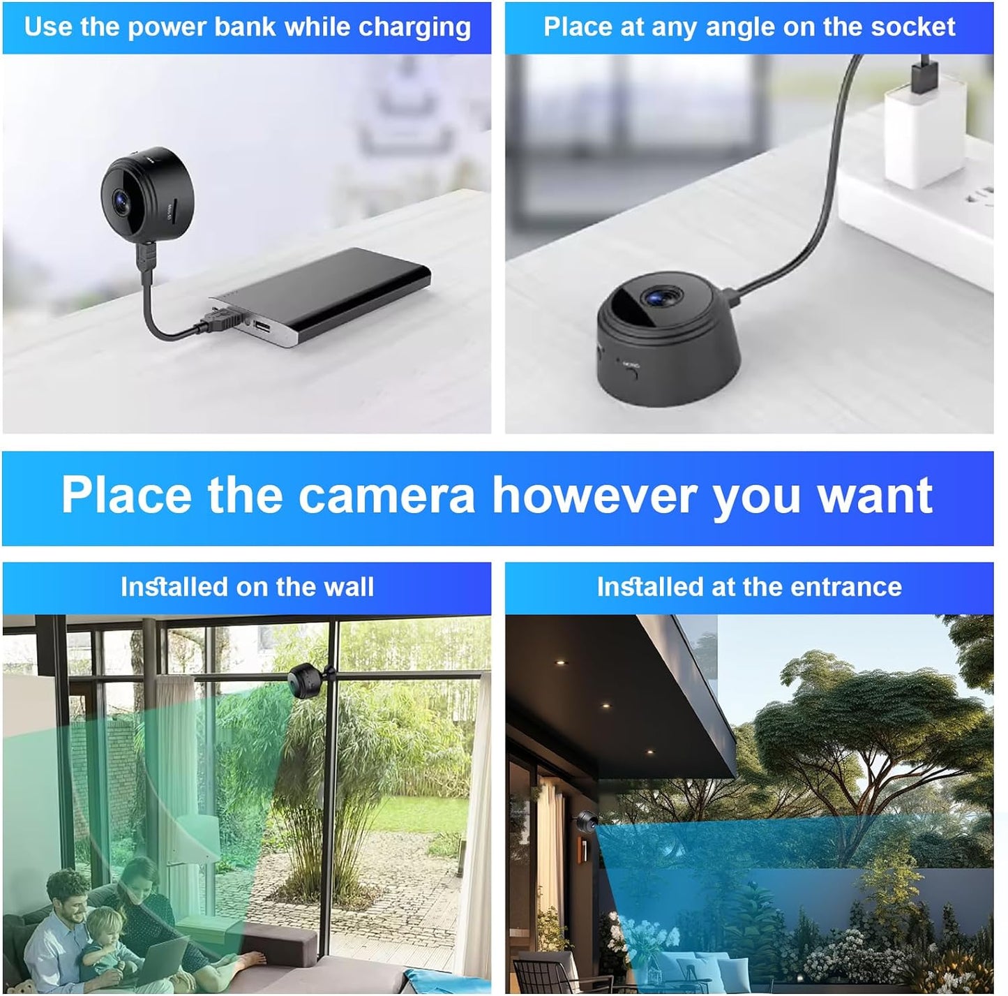 Efancy 1080P WiFi Spy Camera Hidden Camera with Motion Detection Wireless Indoor Small Security Video Camera for Smart Home Surveillance Micro Secret Nanny Long-lasting Battery Spy Cam with App Control