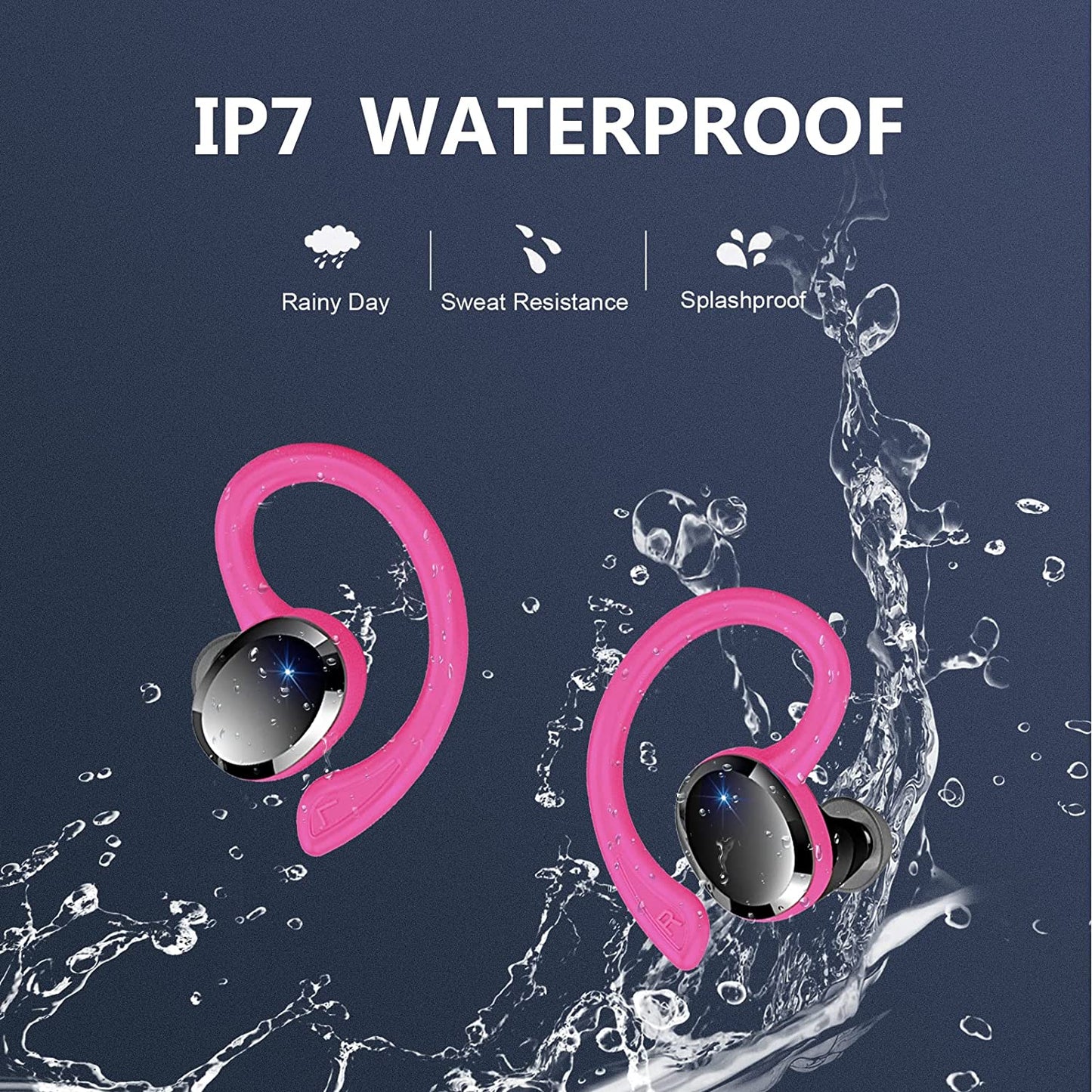 Dascert Wireless Earbud Bluetooth 5.3 Running Headphones with Mic Dual LED Display, 48H Wireless Headphones Stereo Sound Noise Cancelling Earbud, IP7 Waterproof Sports Wireless Earphones