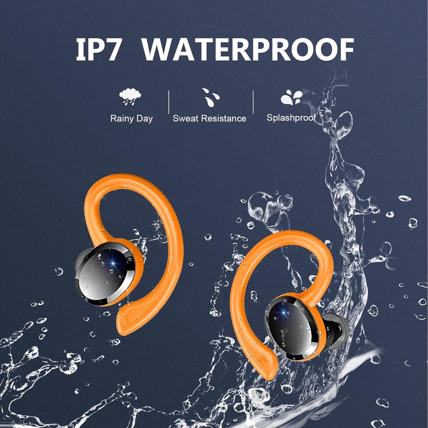 Dascert Wireless Earbud Bluetooth 5.3 Running Headphones with Mic Dual LED Display, 48H Wireless Headphones Stereo Sound Noise Cancelling Earbud, IP7 Waterproof Sports Wireless Earphones