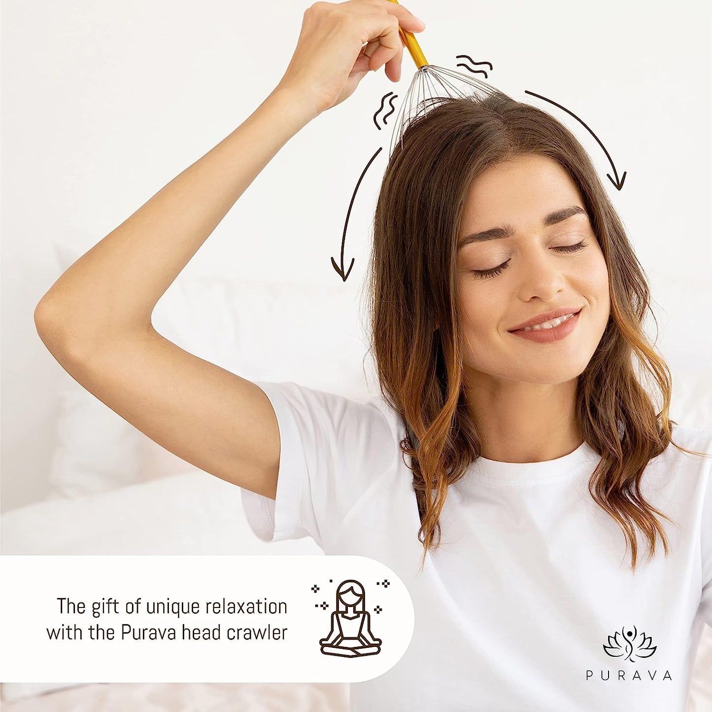 PURAVA (Original) - Premium Head Massager with Improved Design - Head Scratcher Massager with 20 Fingers for Relaxation and Scalp Stimulation - Head Massage Tool Ideal as a Gift