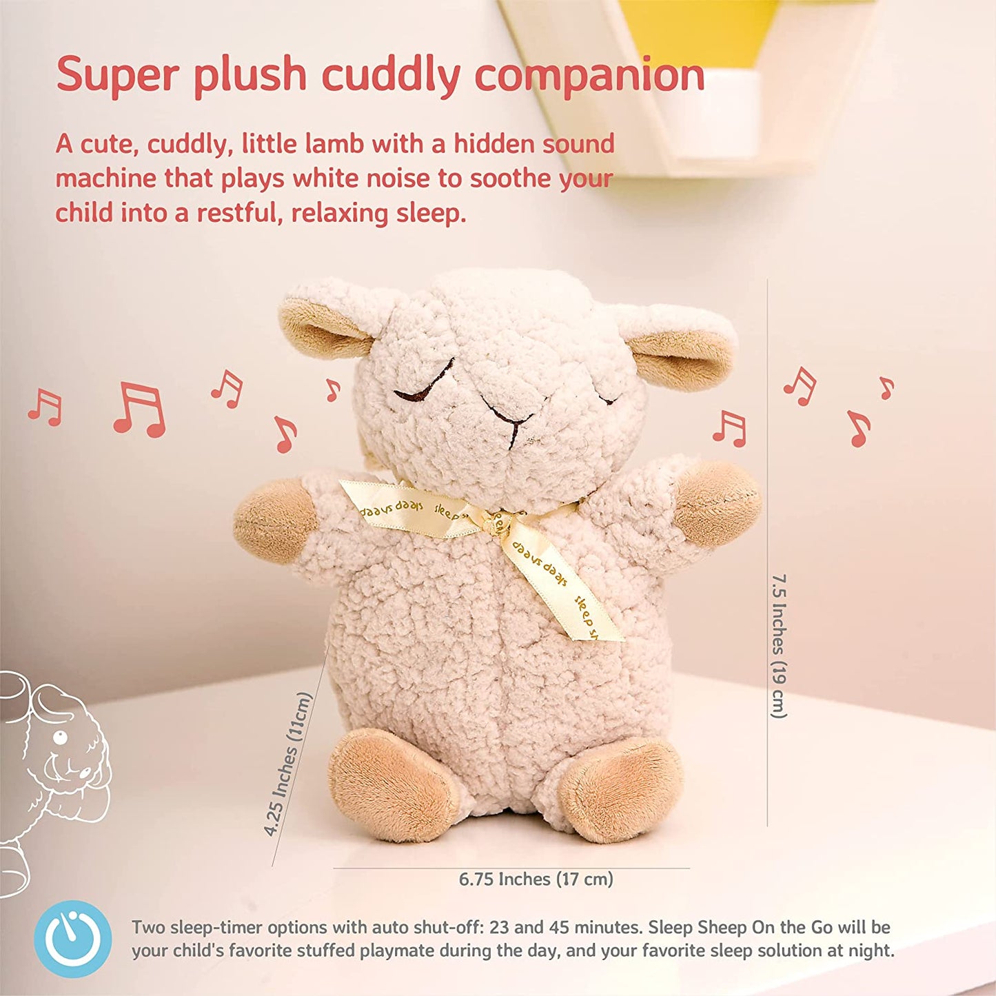 White Noise Travel Soothing Sound Machine | Cuddly Stuffed Animal | 4 White Noise | Auto-Shutoff | Travel Sleep Sheep on the Go Cloud b