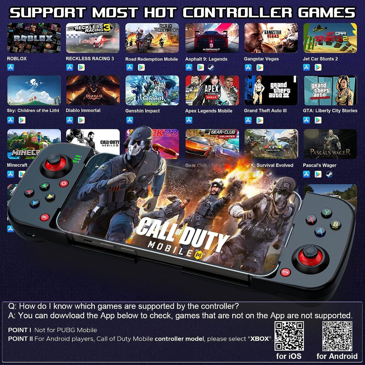 Joso Mobile Game Controller for Android, iPhone, PC with M1/M2 Programmable, Phone Controller for iPhone 14, 13, 12, 11, Samsung Galaxy, Xiaomi, OPPO, Realme, Call of Duty, Genshin Impact & More