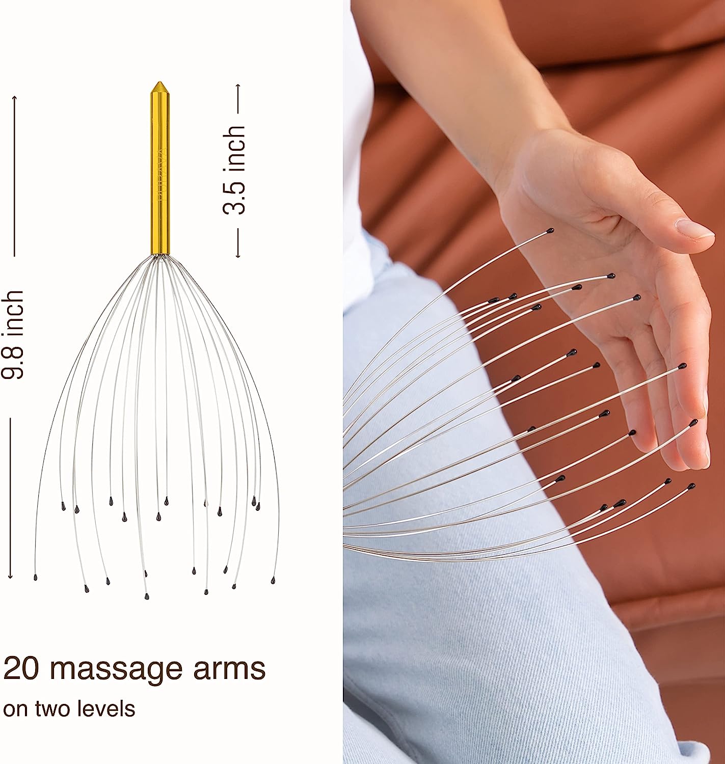 PURAVA (Original) - Premium Head Massager with Improved Design - Head Scratcher Massager with 20 Fingers for Relaxation and Scalp Stimulation - Head Massage Tool Ideal as a Gift