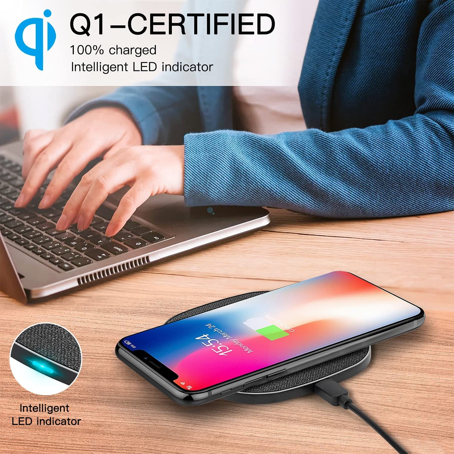 Wireless Charger, Qi-Certified 15W Max Fast for Samsung Galaxy S20/S10/S9/S8/Note 10/9, 7.5 W Wireless Charger for iPhone