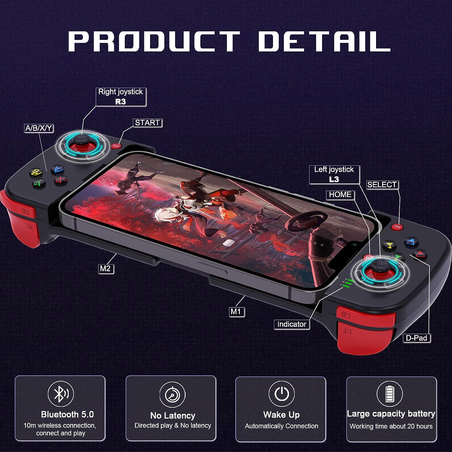 Joso Mobile Game Controller for Android, iPhone, PC with M1/M2