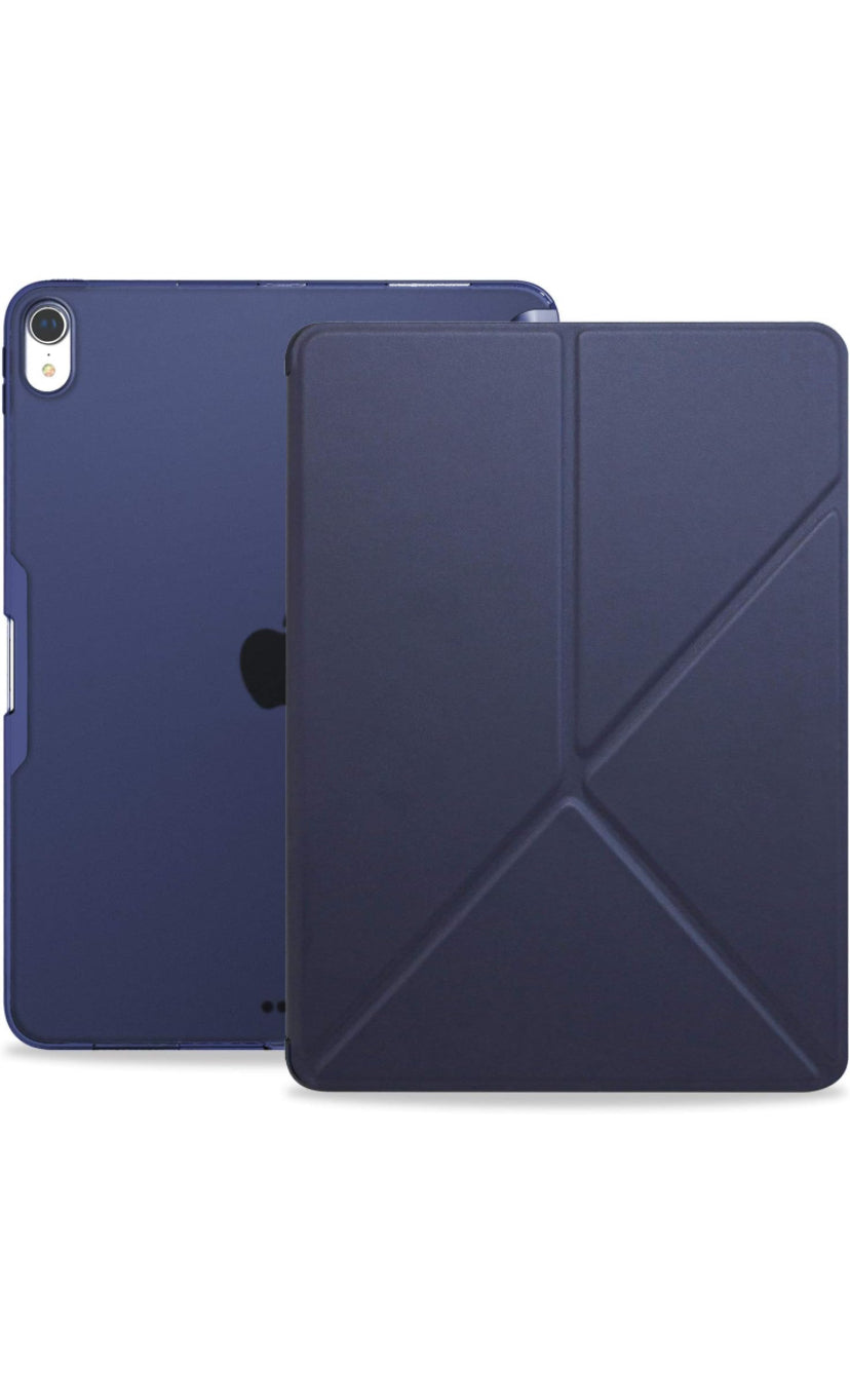 KHOMO iPad Pro 11 Case Dual Origami See-through Ultra Slim Lightweight Case with Vertical and Horizontal Stand, Magnetic Smart Cover for Apple iPad Pro 11 2018 - Navy Blue