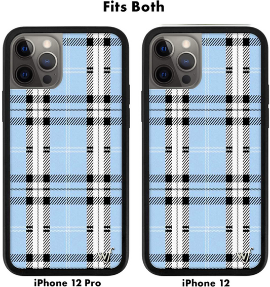 Wildflower Limited Edition Cases Compatible with iPhone 12 and 12 Pro (Blue Plaid)