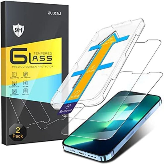 KU XIU [2-Pack] Screen Protector Compatible with iPhone 14/13 Pro /iPhone13 [6.1”] Tempered Glass Film with Auto-Alignment Kit [Premium 9H Glass]