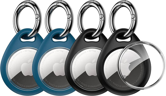 UNBREAKcable 360° Protective Case for AirTag, [4-Pack] AirTags Keyring Holder, Scratch-Resistant, Lock Design, Keychain for AirTag, TPU Full Cover Case for Key, Bag, Luggage, Pet Collar UBNU464