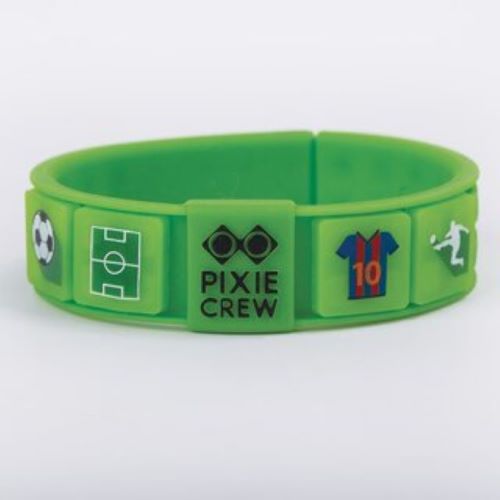 Pixie Crew Creative Pixel Wristband, Infinite Creativity At Your Fingertips, Football Design to Customise as you wish, Green PXX-02-51