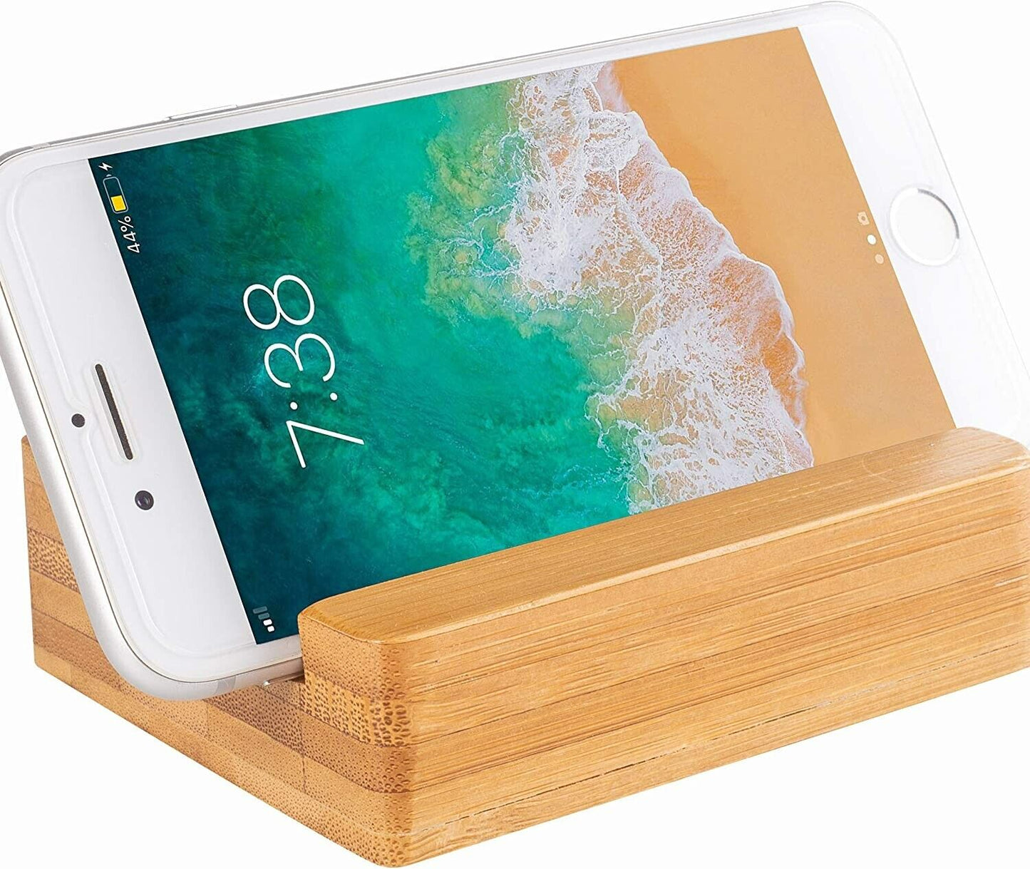 Encozy Cell Phone Stand with Sound Amplifier, Natural Bamboo Wooden Desktop Mobile Phone Holder (Sound Stand)