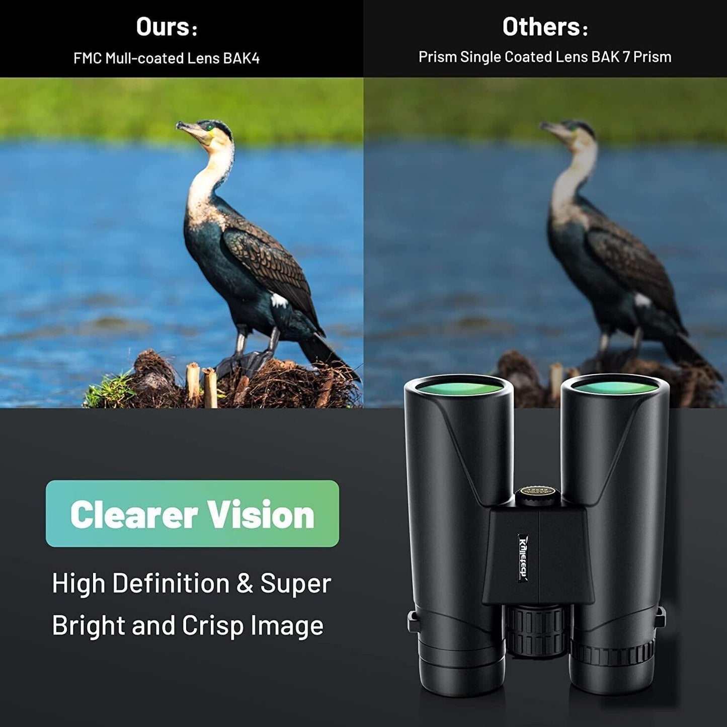 Kylietech High Power Binoculars 12x42 Binocular for Adults with BAK4 Prism, FMC Lens, Fog proof & Waterproof Great for Bird Watching Travel Stargazing Hunting Concerts