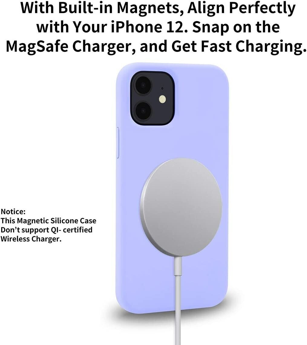 PETERONG Premium Liquid Silicone Case with Magnets for iPhone 12 mini (5.4 inch), Slim Fit Shockproof Protective Back Case Cover Full Body Protection Case for iPhone 12 mini 5.4-inch(Lilac Purple)