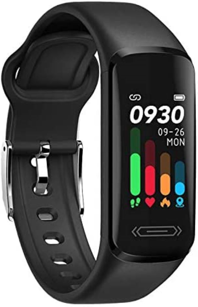 V101 Fitness Activity Tracker with Body Temperature Heart Rate Sleep Health Monitor, IP68 Waterproof Pedometer Steps Calories Counter Watch for Kids Teens Women Men's (Black) (Green)