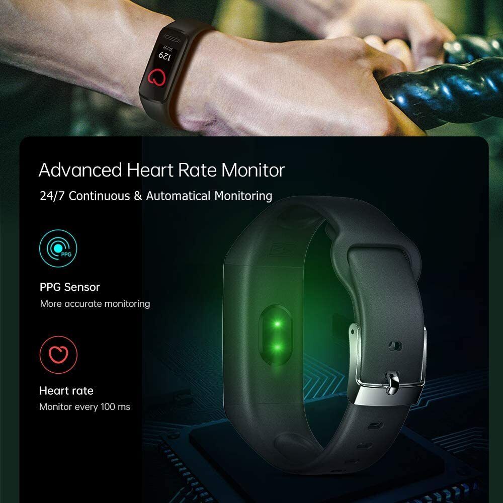 V101 Fitness Activity Tracker with Body Temperature Heart Rate Sleep Health Monitor, IP68 Waterproof Pedometer Steps Calories Counter Watch for Kids Teens Women Men's (Black) (Green)