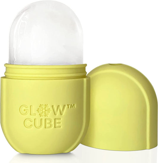 GLOW CUBE Ice Roller For Face Eyes and Neck To Brighten Skin & Enhance Your Natural Glow/Reusable Facial Treatment to Tighten & Tone Skin & De-Puff The Eye Area (Pastel Yellow)