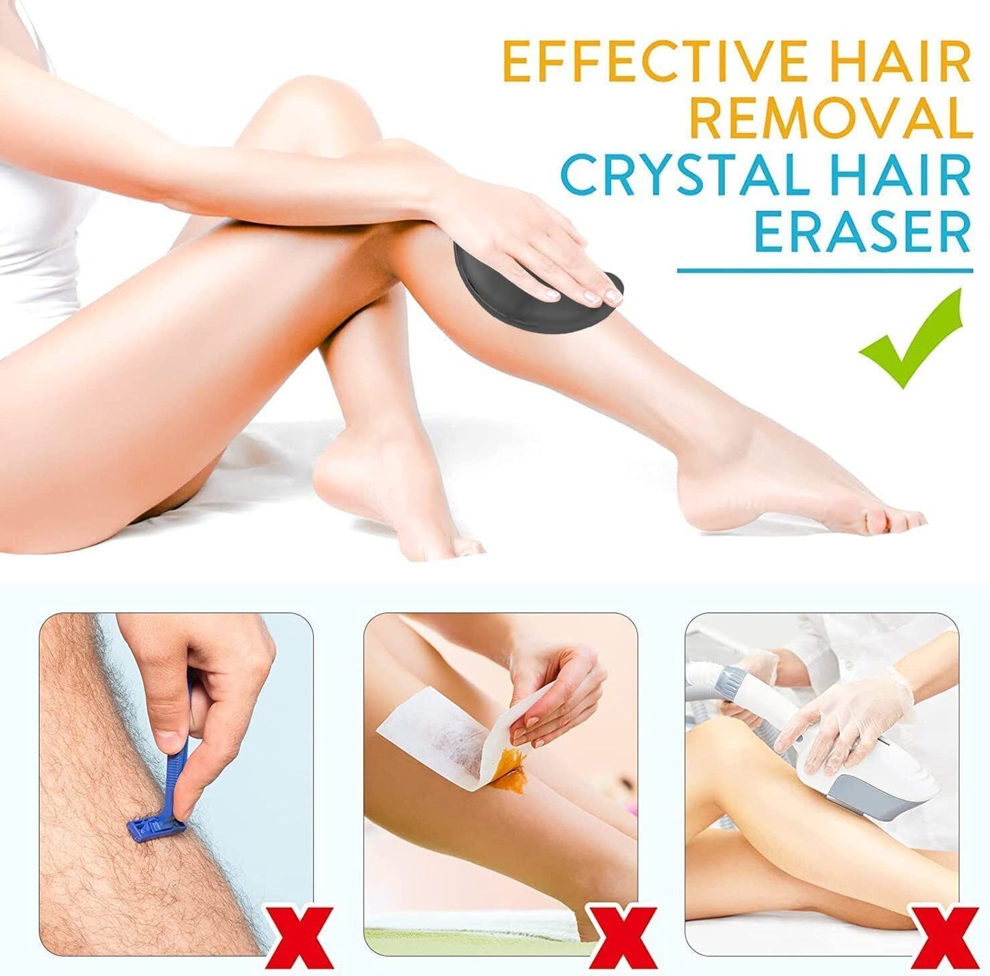 Crystal Hair Eraser, Jkevow Magic Crystal Hair Remover Stone, Nano Crystal Painless Exfoliation Hair Removal Tool for Men and Women, Fast & Easy Magic Crystal Hair Remover, Soft Smooth Silky Skin