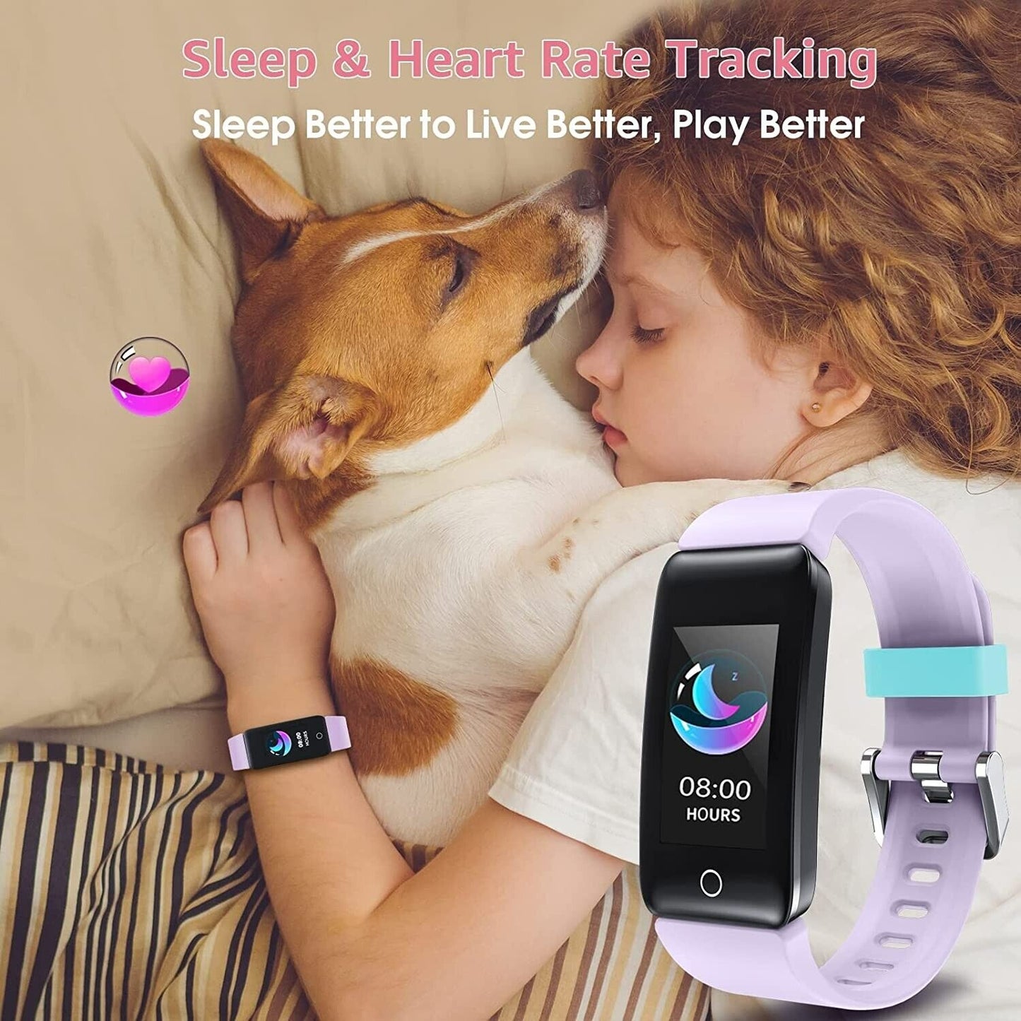 Kids Fitness Tracker for Girls Boys Teens 6+, Kids Step Counter Watch, Heart Rate Sleep Tracker, IP68 Waterproof Kids Activity Tracker Watch with Calorie Counter, Gifts for Girls Boys