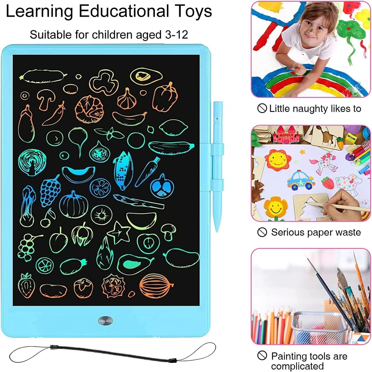 LCD Writing Tablet Drawing Board Colorful Electronic Drawing Tablet Kids  Doodle Board Writing Pad for Kids and Adults at Home, School and Office  with