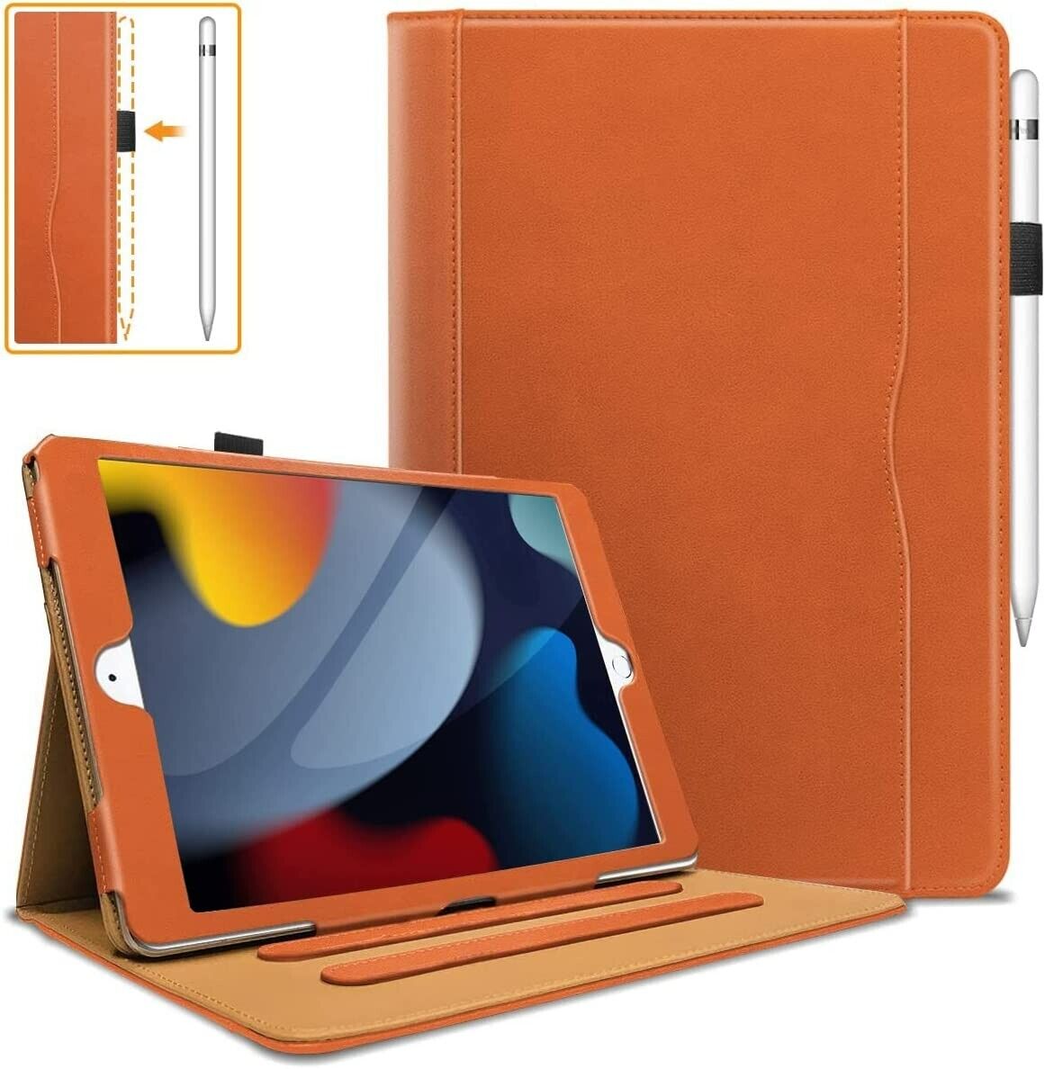 DAORANGE Case for iPad 9th Generation 10.2 2021, Premium PU Leather Case with Auto Sleep/Wake, Multi-Angle Viewing and Document Slots for iPad 9th/8th/7th Gen 10.2-Inch 2021/2020/2019 Burnt Orange