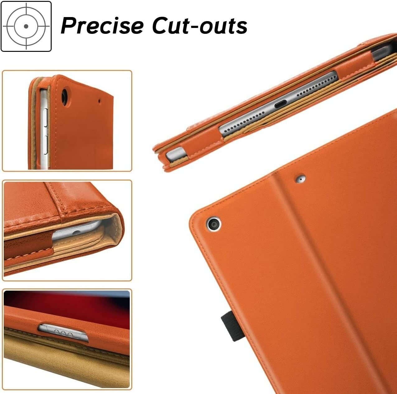 DAORANGE Case for iPad 9th Generation 10.2 2021, Premium PU Leather Case with Auto Sleep/Wake, Multi-Angle Viewing and Document Slots for iPad 9th/8th/7th Gen 10.2-Inch 2021/2020/2019 Burnt Orange