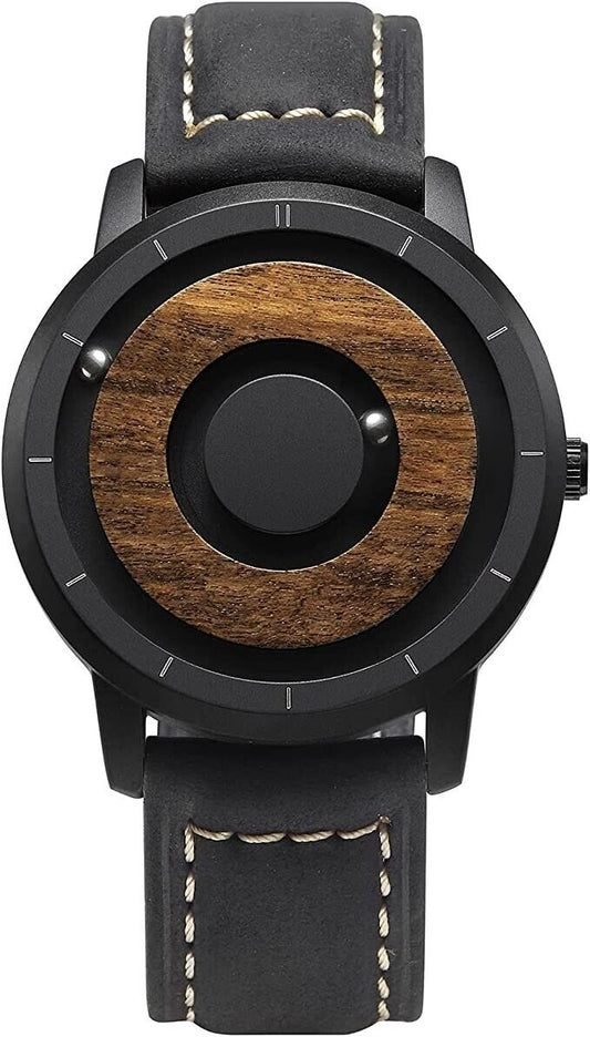 EUTOUR Men's Watch Wrist Watch, Wooden Watches Magnetic Fancy Minimalist Unisex Watches Swiss Quartz Watch with Resin/Stainless Steel Bracelet 40mm