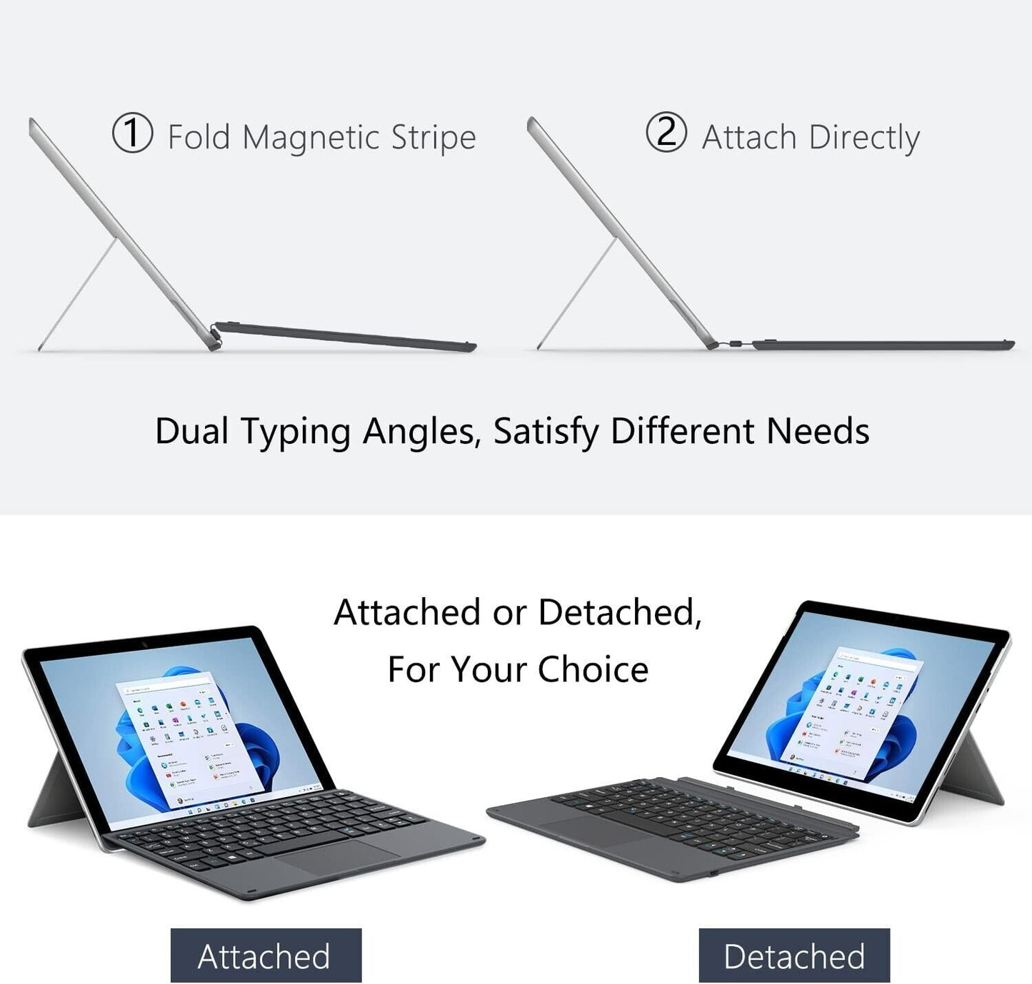 MoKo Type Cover Fit Microsoft Surface Go 3 (2021)/ Surface Go 2 2020 / Surface Go 2018, Ultra-Slim Wireless Bluetooth Keyboard with Micro-USB Charging Cable and Built-in Rechargeable Battery, Black