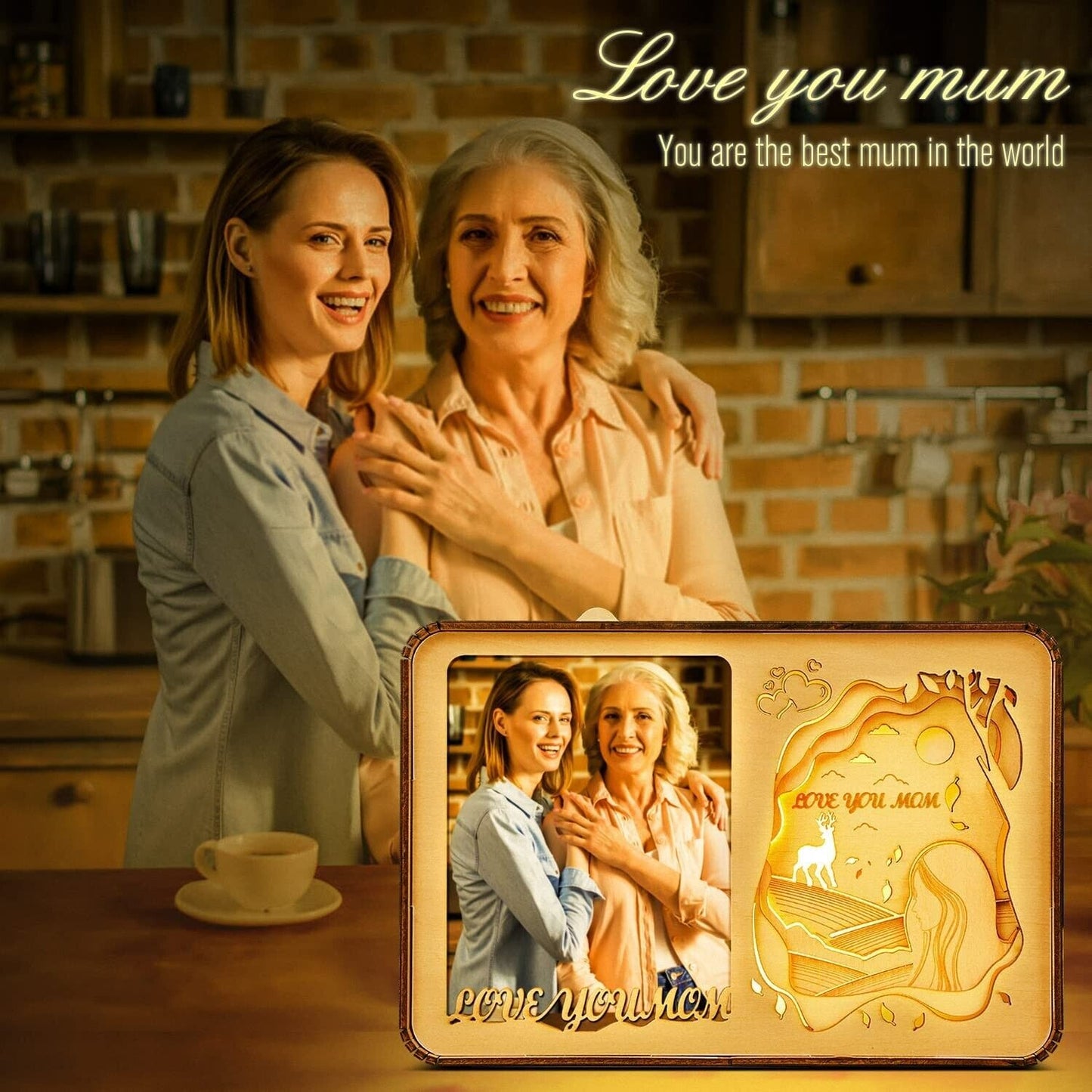 Buioata Birthday Gifts for Mum from Daughter Son,  Mum Gifts Night Light Mummy Presents, Idea Christmas Thanksgiving Birthday Gifts for Mum, Mum Photo Frame Love You Mum Picture Frame Table Lamp