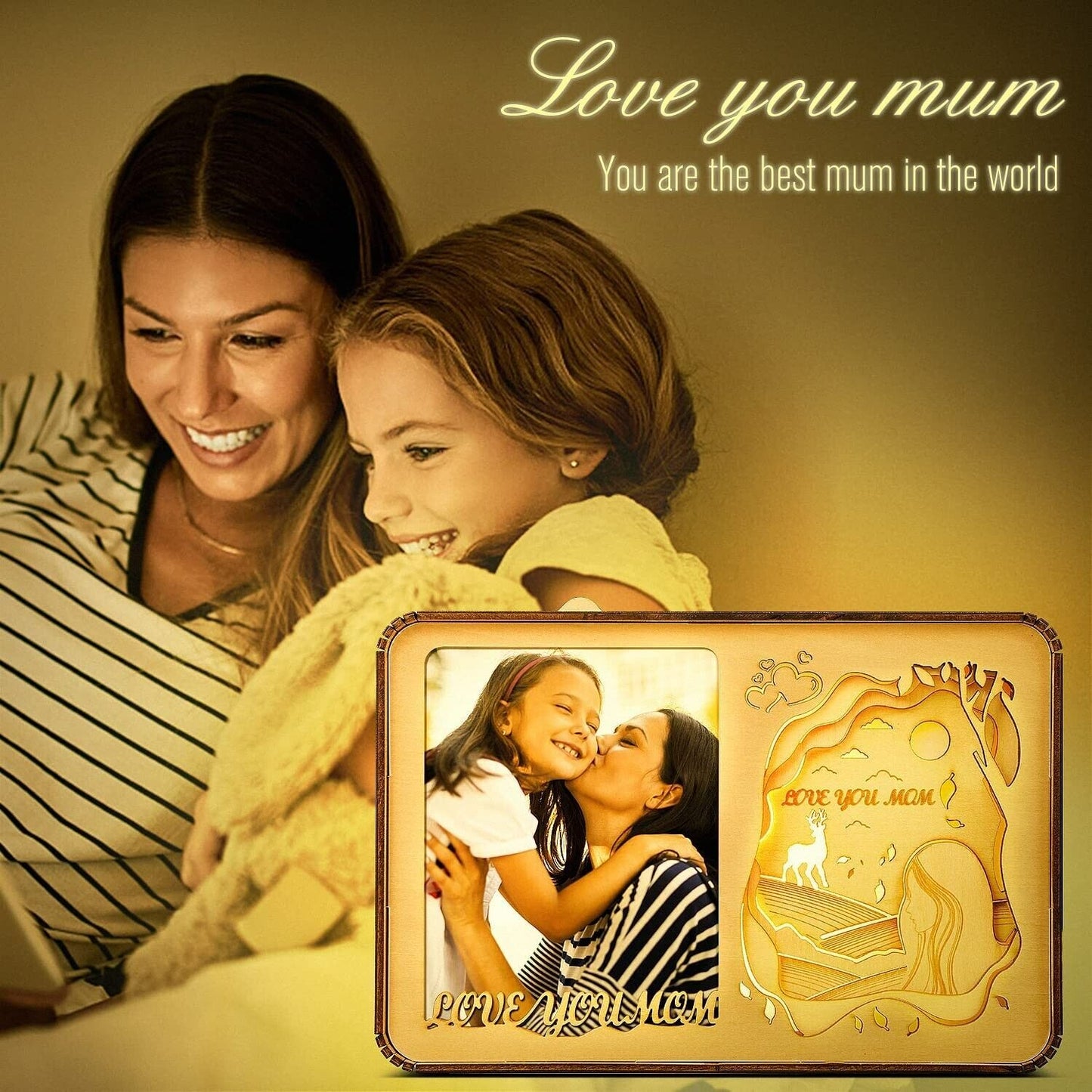 Buioata Birthday Gifts for Mum from Daughter Son,  Mum Gifts Night Light Mummy Presents, Idea Christmas Thanksgiving Birthday Gifts for Mum, Mum Photo Frame Love You Mum Picture Frame Table Lamp