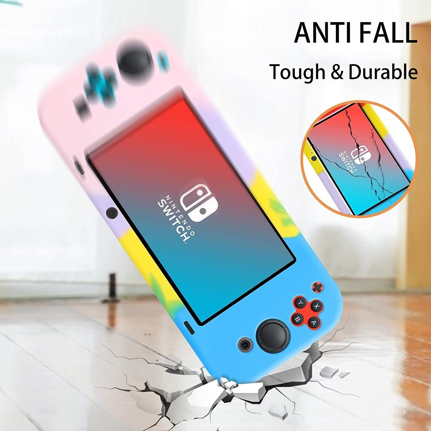 Fidget Pop Anti Stress Toy for Kids Adults Soft Silicone Shock-Absorption & Anti-Scratch Protective Case Cover for Nintendo Switch 6.2 inch