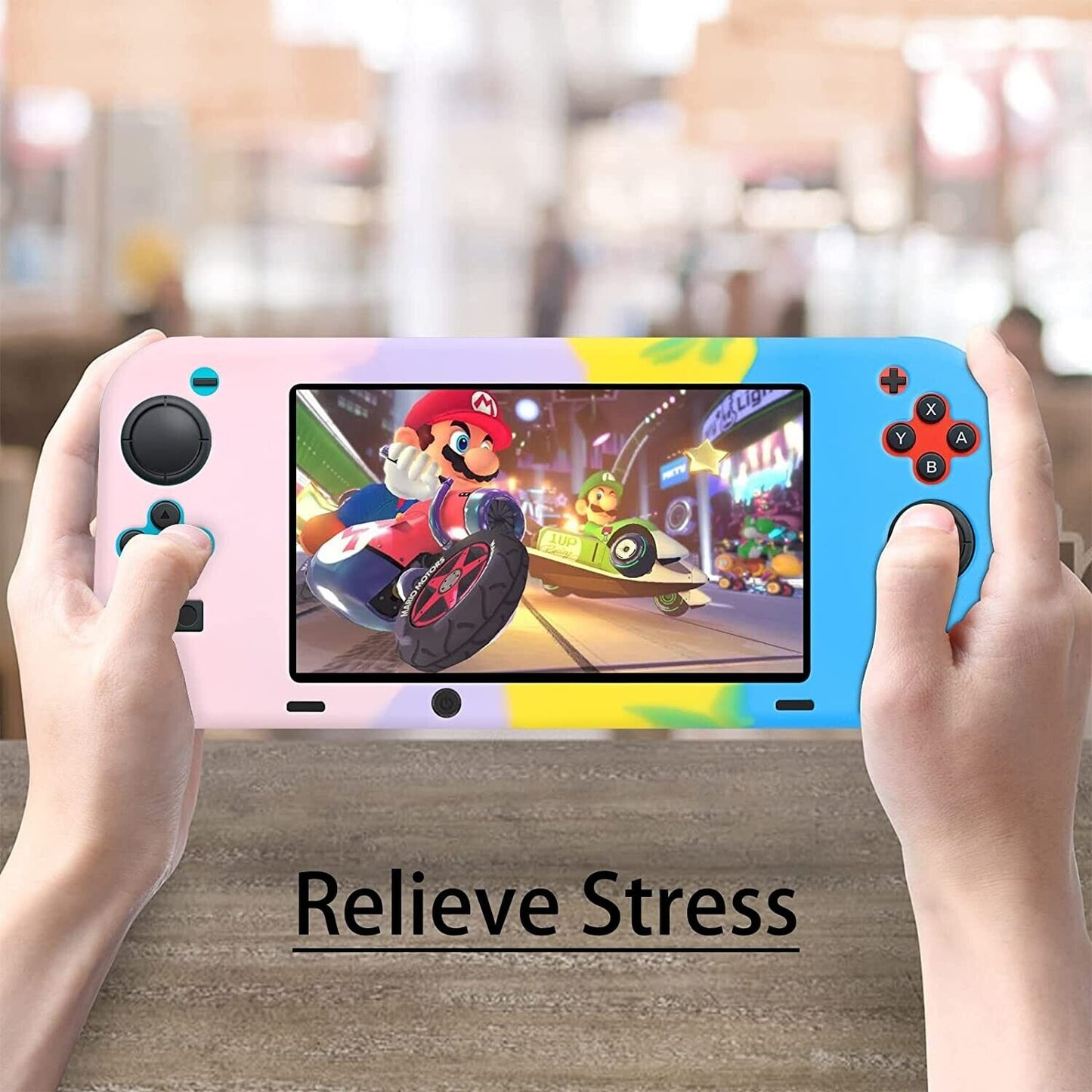 Fidget Pop Anti Stress Toy for Kids Adults Soft Silicone Shock-Absorption & Anti-Scratch Protective Case Cover for Nintendo Switch 6.2 inch