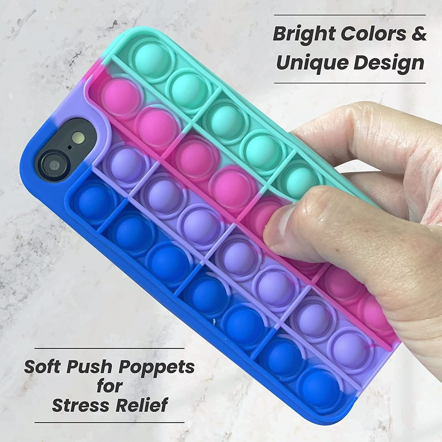 DUAS Fidget Phone Case, Pop iPhone 7 Case, Pop iPhone Case, Poppet iPhone 8 Case Fidget Phone Case for iPhone 6 7 8 SE2020, Poppet iPhone 6s Anxiety Stress Relief Shockproof Hearts Silicone Case