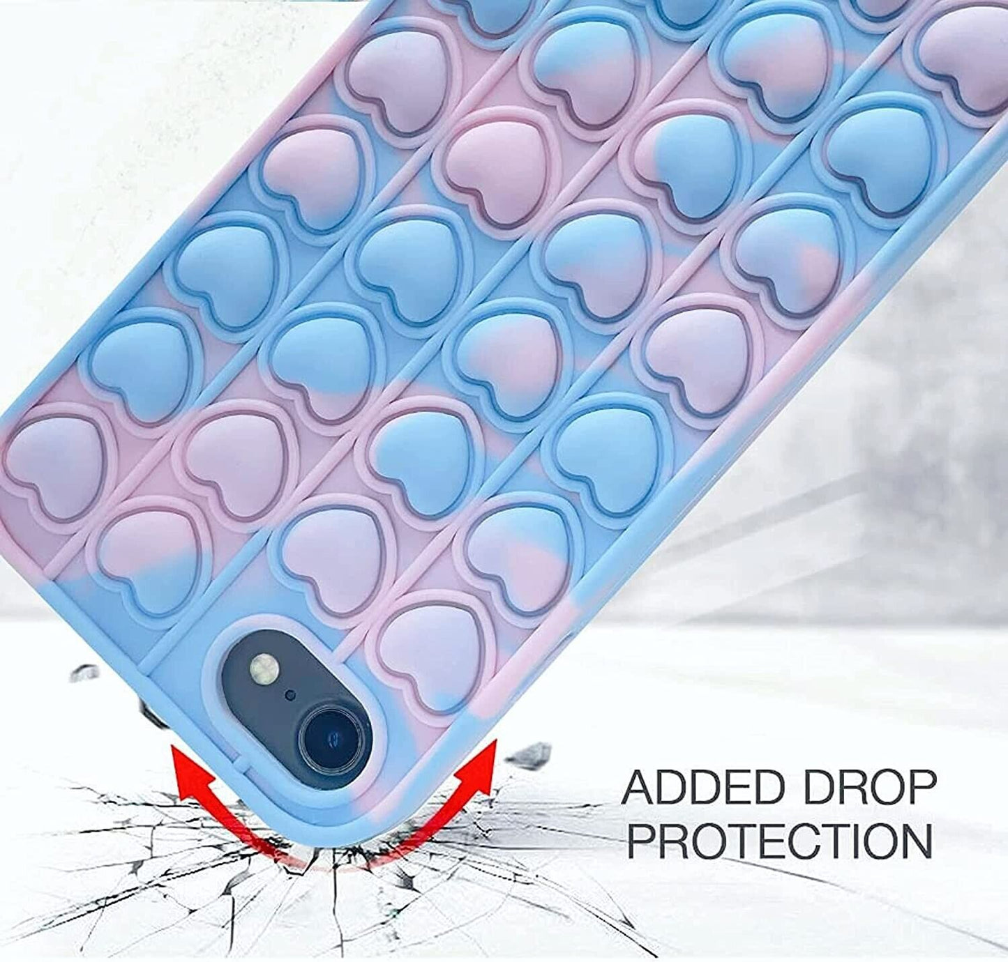 DUAS Fidget Phone Case, Pop iPhone 7 Case, Pop iPhone Case, Poppet iPhone 8 Case Fidget Phone Case for iPhone 6 7 8 SE2020, Poppet iPhone 6s Anxiety Stress Relief Shockproof Hearts Silicone Case