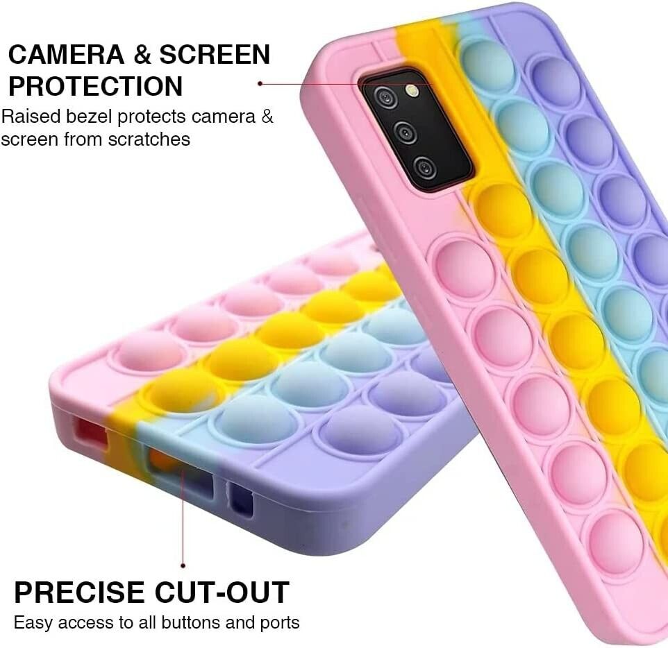 Samsung Galaxy A52/A52S 5G Case, Push Bubble Stress Cover, Rainbow Pop Case Fidget Multicolour Soft Silicone Cover, Gel Silicone Skin Bumper Shockproof Cover for Samsung A52/A52S 5G