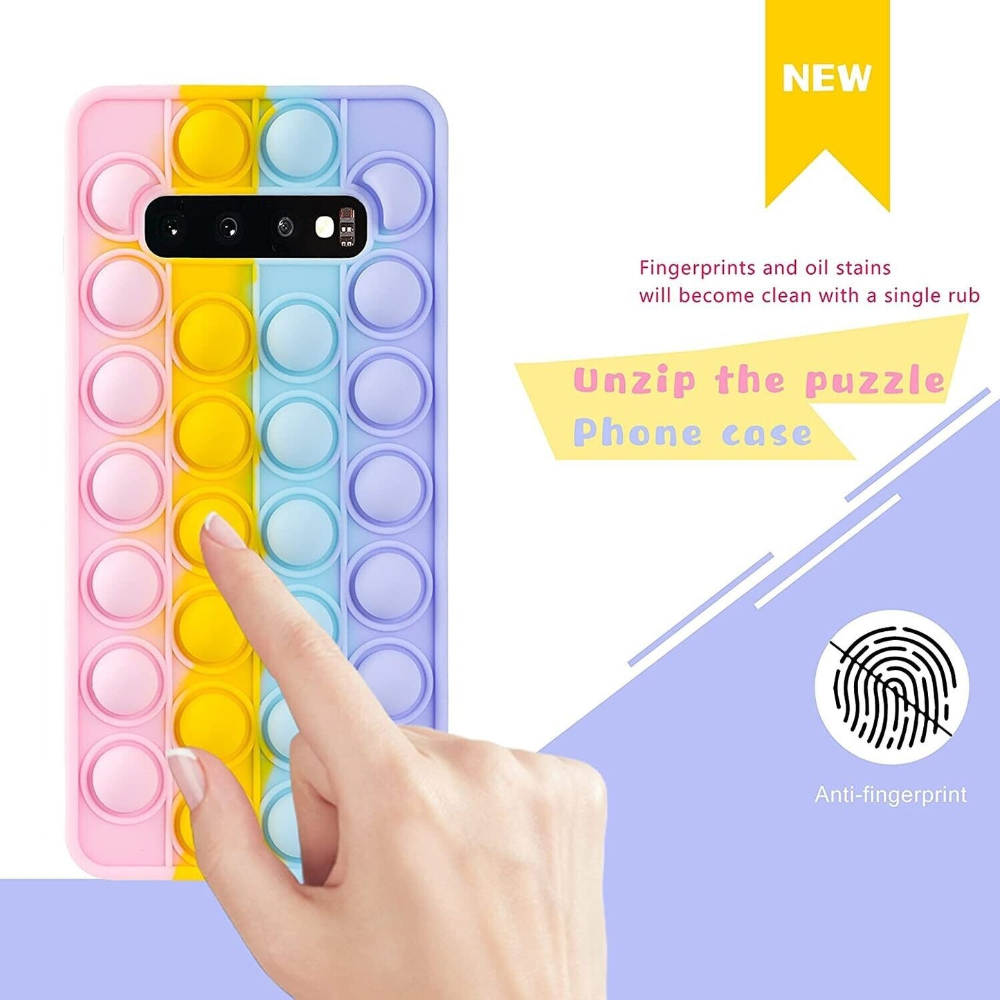 Qerrassa Colour Bubble Classic Silicone Case for Samsung Galaxy S10, Cute Fidget Cartoon Cover Kids Girls Fun Soft Cases Funny Design Stylish Protector Kawaii Unique for Samsung Galaxy S10