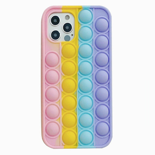 Simple Push Pop Bubble Fidget Sensory Case for iPhone - 12 Mini Bubble Popper Anxiety Relief Autism Cover, Silicone Fidget Toy