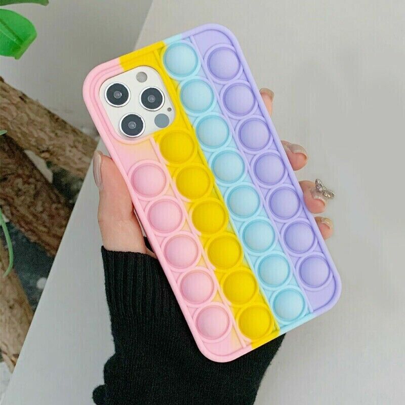 Simple Push Pop Bubble Fidget Sensory Case for iPhone - 12 Mini Bubble Popper Anxiety Relief Autism Cover, Silicone Fidget Toy