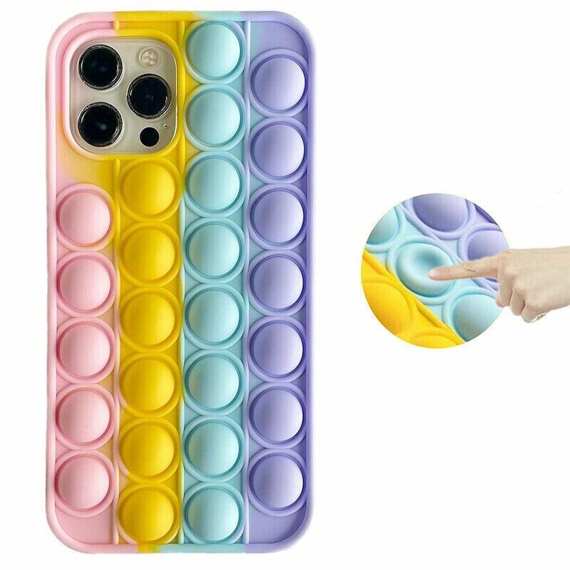 Simple Push Pop Bubble Fidget Sensory Case for iPhone - 12 Mini Bubble Popper Anxiety Relief Autism Cover, Silicone Fidget Toy