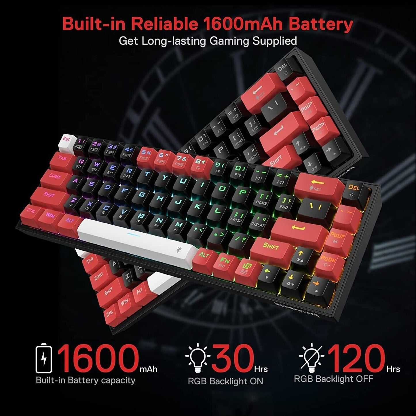 Redragon K631 PRO 65% 3-Mode Wireless RGB Gaming Keyboard, 68 Keys Hot-Swappable Compact Mechanical Keyboard w/Hot-Swap Free-Mod PCB Socket & Dedicated Arrow Keys, Quiet Red Linear Switch