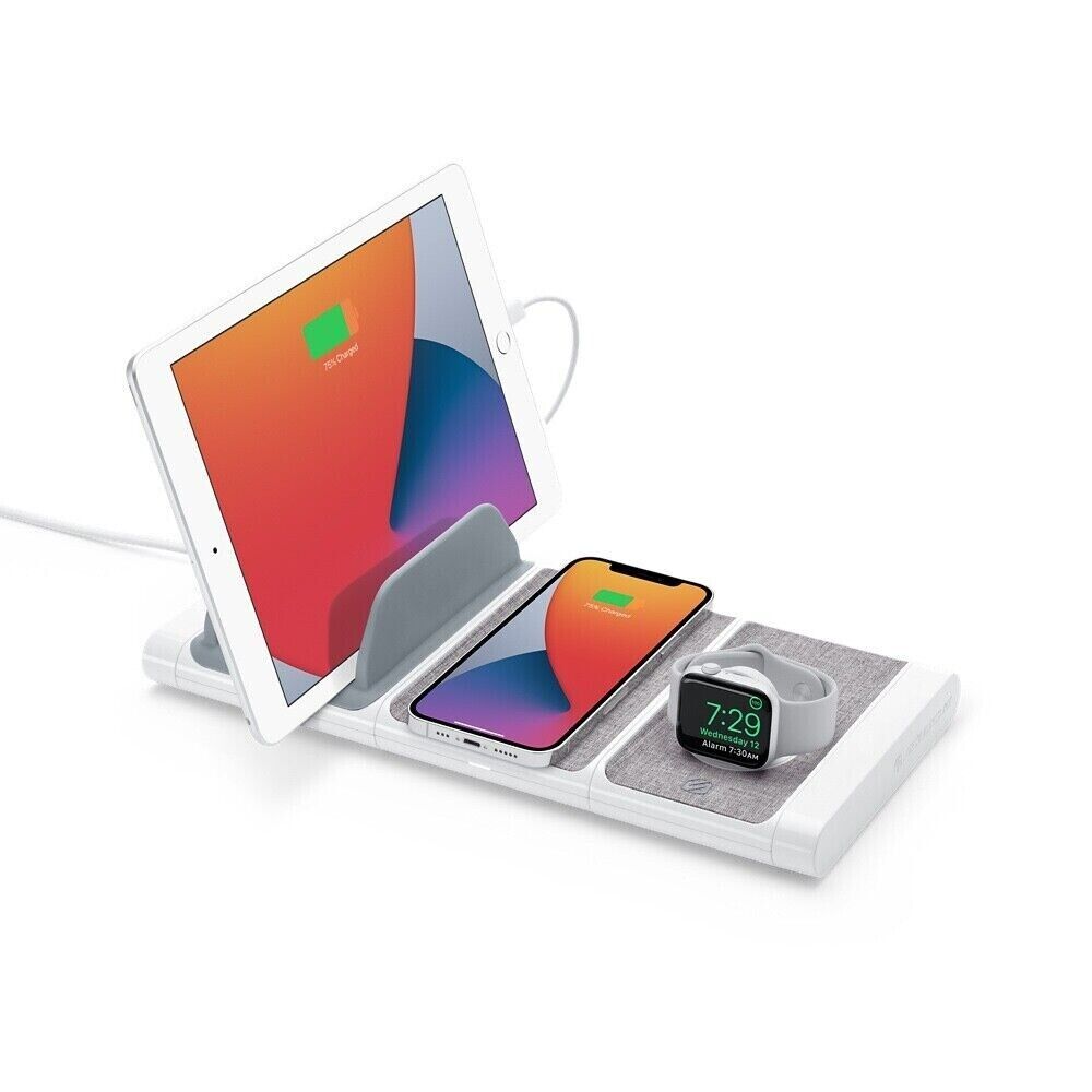 Scosche BaseLynx Modular Charging System Kit - Qi Docking Station - Multi-Device Vertical Charging Station - Modular Design, Charges Up to 3 Devices - USB-C and USB-A - Apple Watch Charging Station