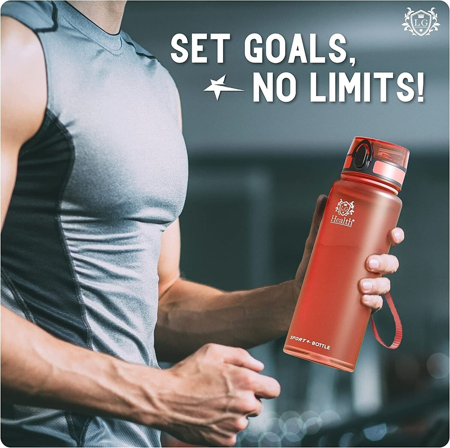 LG Luxury & Grace Sports Water Bottle 350 ml. Tritan Gym Bottle. BPA & BPS Free. Airtight Safety Closure and Push Button Opening. Reusable Bottle with Neoprene Sleeve.