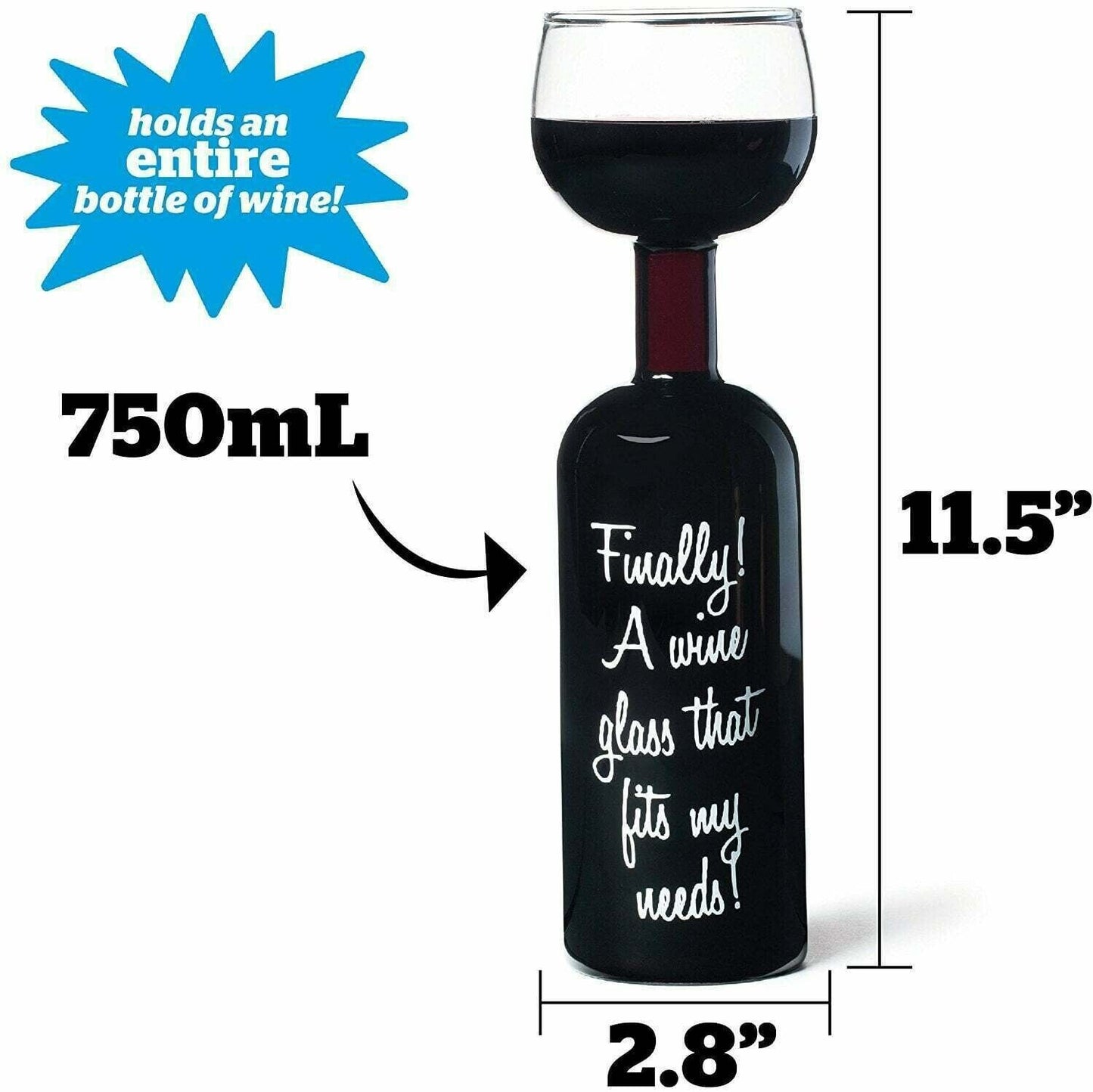 Relaxdays XL Wine Glass Bottle, With Quote, Fun Gift for Wine Lovers, 750 ml, Transparent XL Wine Glass Bottle, With Quote, Fun Gift for Wine Lovers, 750 ml, Transparent - Best Gift