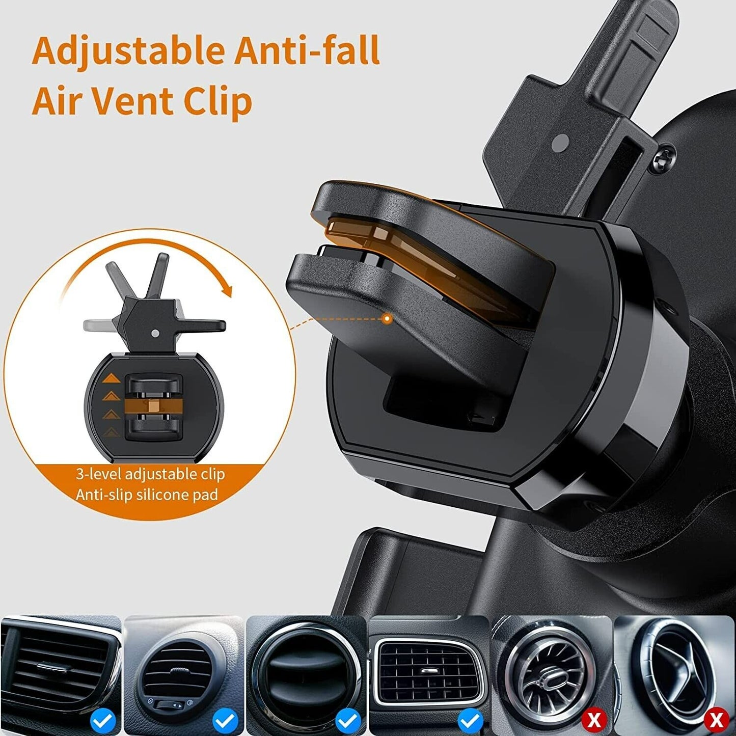 UNBREAKcable Car Phone Holder, Air Vent Car Phone Mount with 360 Degree  Rotation compatible for iPhone 14 13 12 11 Pro Max XR XS Max X 8 7 6S 6  Plus